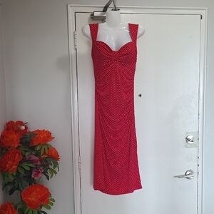 Le Chateau Red Sweetheart Polkadot Wiggle Marilyn Betty Boop Rockabilly Dress
